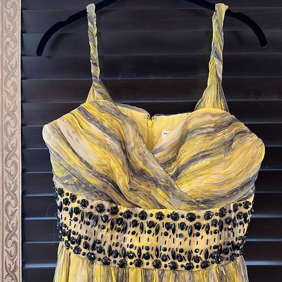 Chetta B Yellow Black Evening Gown Dress size 12 - Picture 3 of 5
